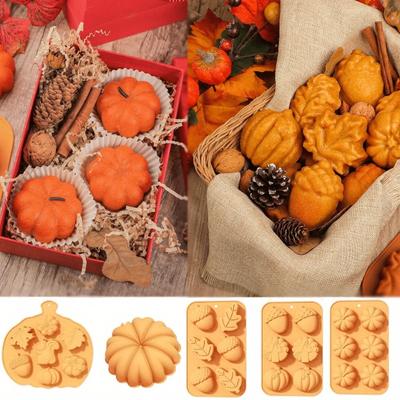 Kürbis Silikon Backformen Herbstblätter Eichel Kuchenformen Antihaft Schokolade Süßigkeiten Seifenformen Desserts DIY Backwerkzeuge