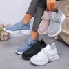 Women's Wide Width Crystal Embellished Flyknit Sneakers - Deep V Platform Casual Shoes with Beaded Hook & Loop Strap, Breathable Fashion Sneakers