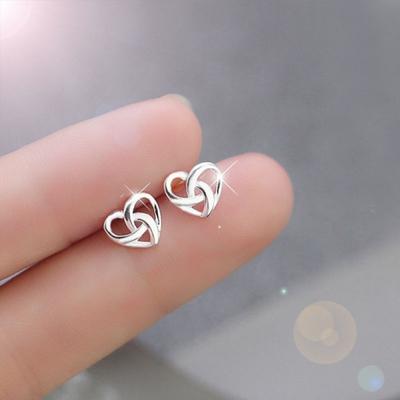 Verflochtene Liebes-Herzform-Ohrstecker, Herz-Ohrstecker, minimalistischer Schmuck für Frauen