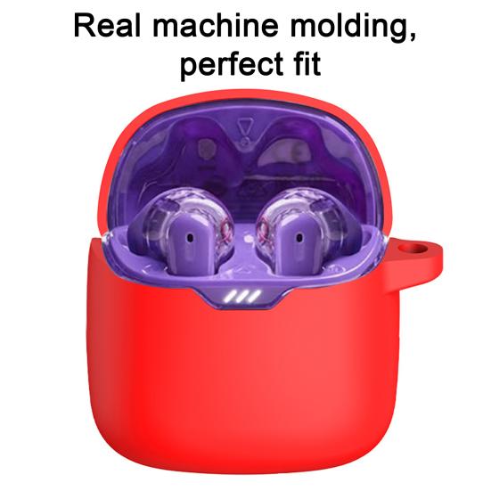 Earphone Case Scratch-resistant Waterproof Shockproof with Hook Soft Silicone Protective Cover for JBL Tune Flex