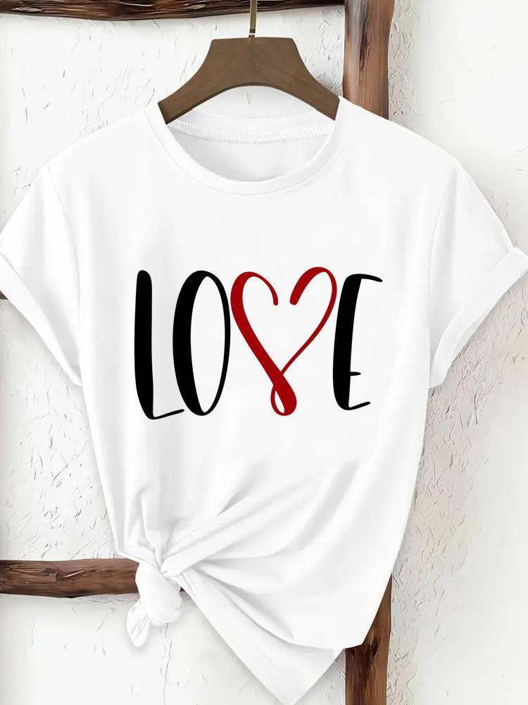(Asian Size) trend love style Tee Top Woman Print Women Clothing Short Sleeve T Shirt Fashion Female Graphic T-shirts