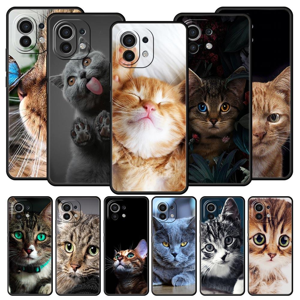 Cartoon Cute Cats Background Phone Case For Xiaomi Mi 15 14 Pro 13 12 11 Lite 10T 11T 12T 13T 14T Poco X6 X5 X4 X3 NFC F3 Cover