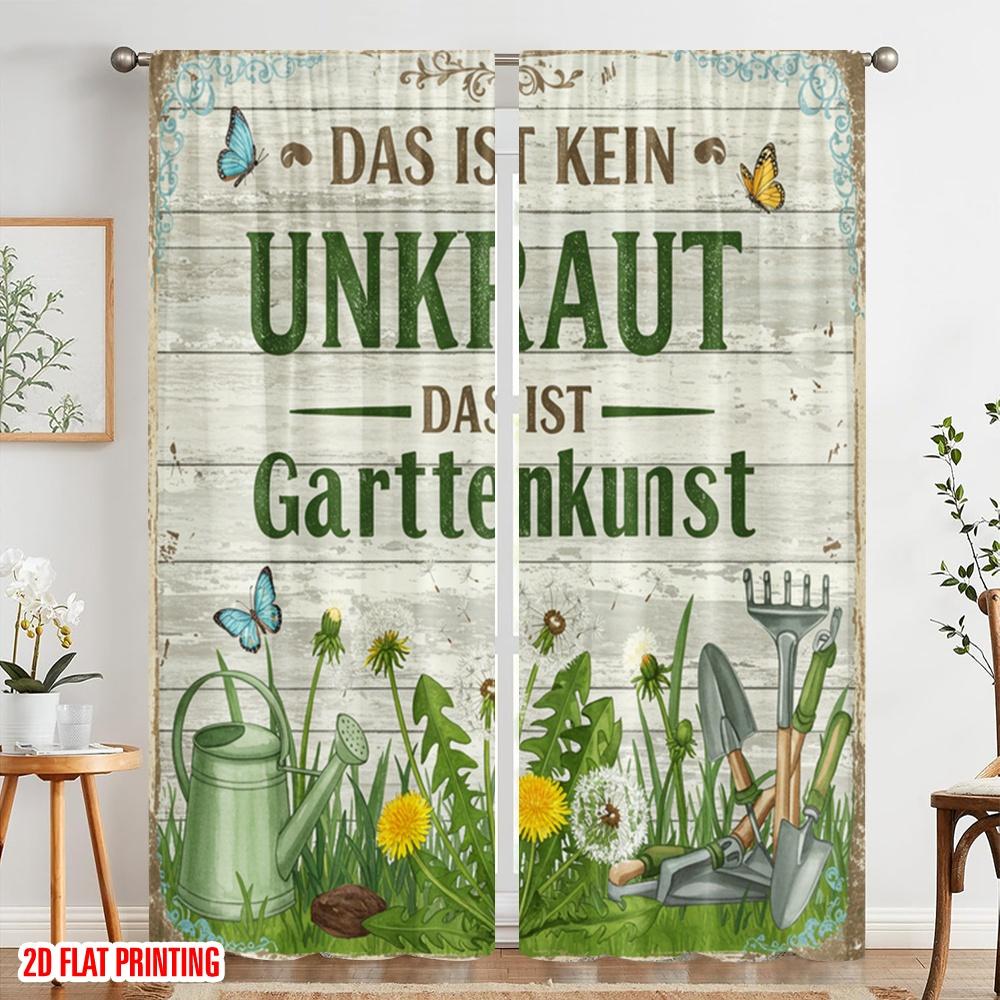 2pcs 2D Flat Printing Curtain Garden Dandelion Bloom Polyester Without Electricity Holiday Decorations Perfect for Outdoor and