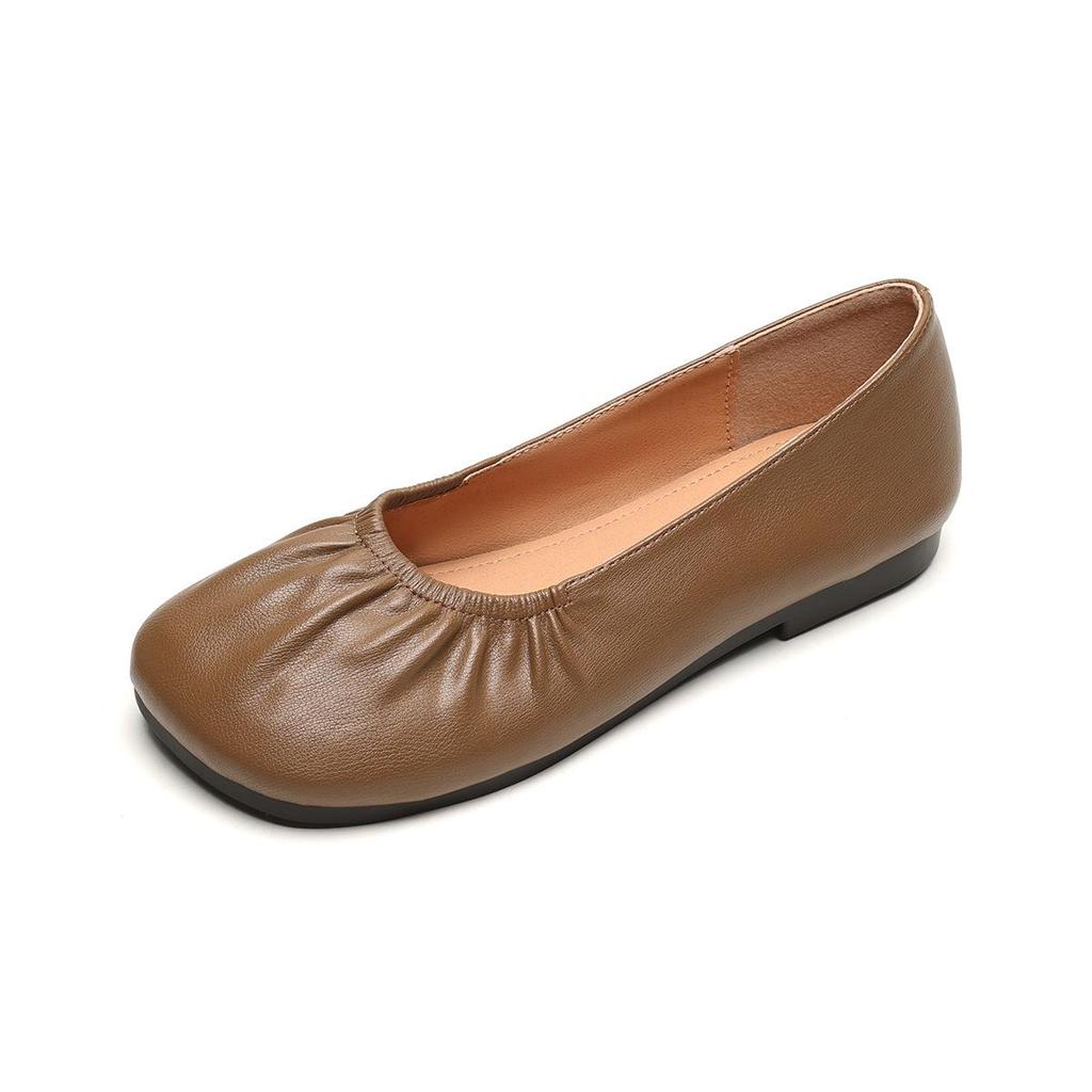 Weiwei Girl Women's Retro Square Toe Slip-On Flats with Soft Sole