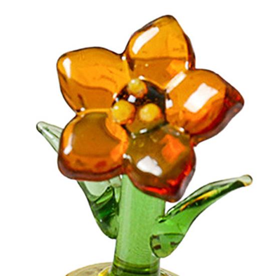 Handcraft Glass Flowers Figurines Hand Blown Mini Potted Flower Ornament Collectible Floral Gifts for Mother's Day Birthday Christmas