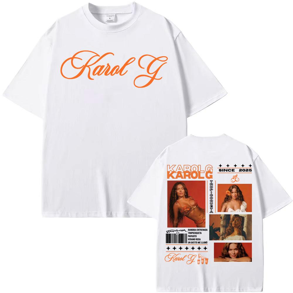 Karol G Tropicoqueta 2025 Summer New Album Merch 100 Cotton Printing TShirt Women High Street Hip Hop Vintage Casual Tops Y2K