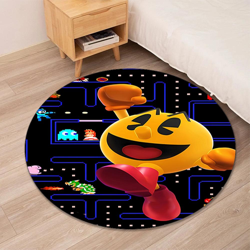 Pac Man Printed Round Rug Carpet Chair Rug Area Rug Entryway Doormats,for Office Chair Living Room Bedroom Kitchen Room.