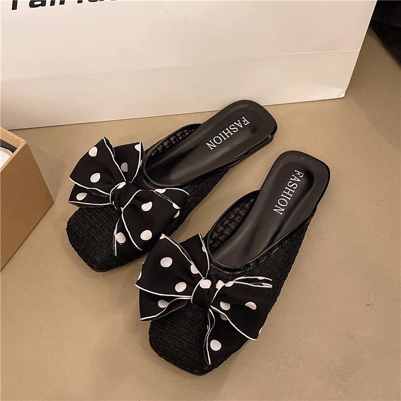 

Premium cool slippers New women s summer outer wear round head small fragrance with skirt flat bottom bag head slippers 35 чёрный