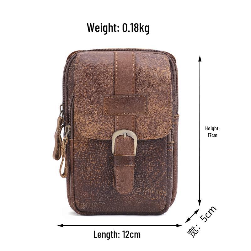 

Мужская ретро кожаная поясная сумка для мобильного телефона для повседневной носки на открытом воздухе