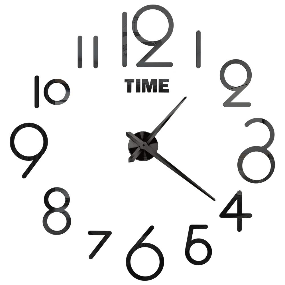 2D/3D Large Roman Numeral Acrylic Mirror Wall Clock Sticker Fashion DIY Quartz Clocks Watch Home Decoration Living Room Stickers