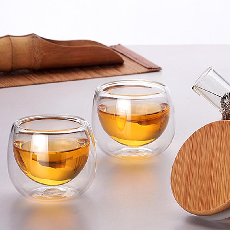 Shangqi 80 ml Doppelwandige Borosilikatglas Espressotassen Set mit 6