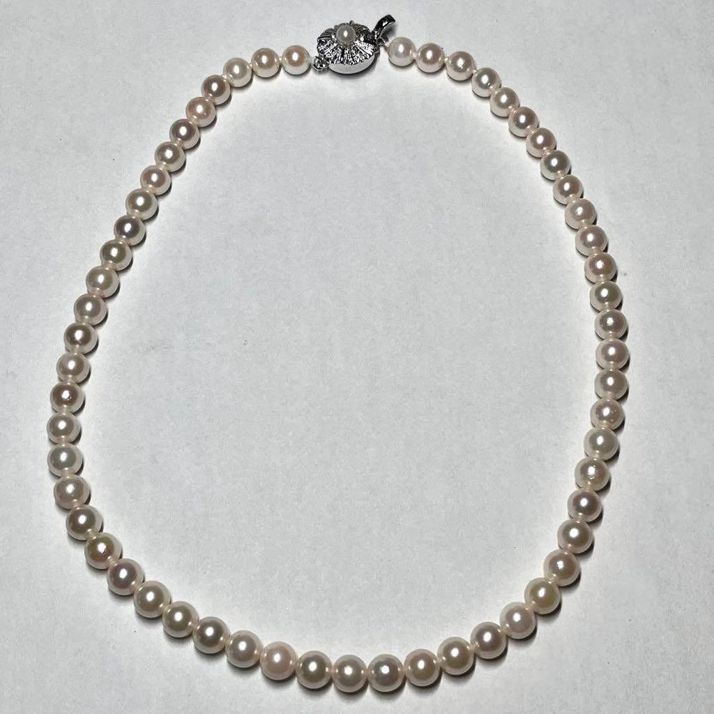 Used Daimaru Department Store Akoya Pearl Pearl Necklace Pearl Silver Engraved 6.5-7mm Pearl Necklace Jewelry