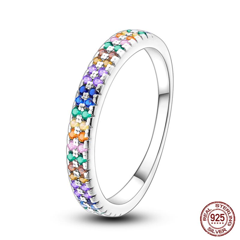 Real 925 Silver Plate Colorful Dragonfly Butterfly Cubic Zircon Rings For Women Wedding Engagement Birthday Jewelry Gift