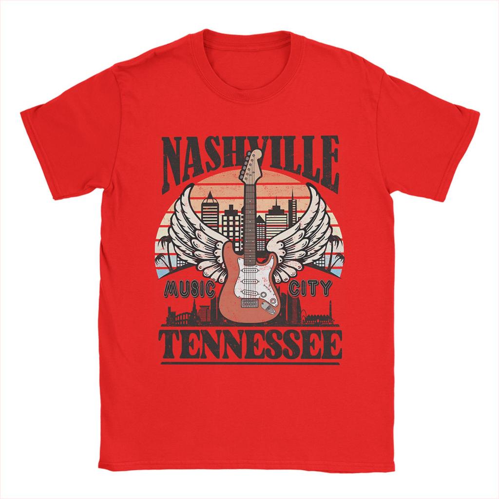 Tennessee TN Nashville Music City Men's T Shirts Fashion Tee Shirt Short Sleeve Round Neck T-Shirt 100% Cotton 4XL 5XL Tops