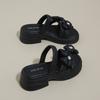 CRLAYDK Sandals for Women Strap Slip On Flowers Leather Slides Ladies Footwear Platform Low Square Heel Casual Beach Slippers