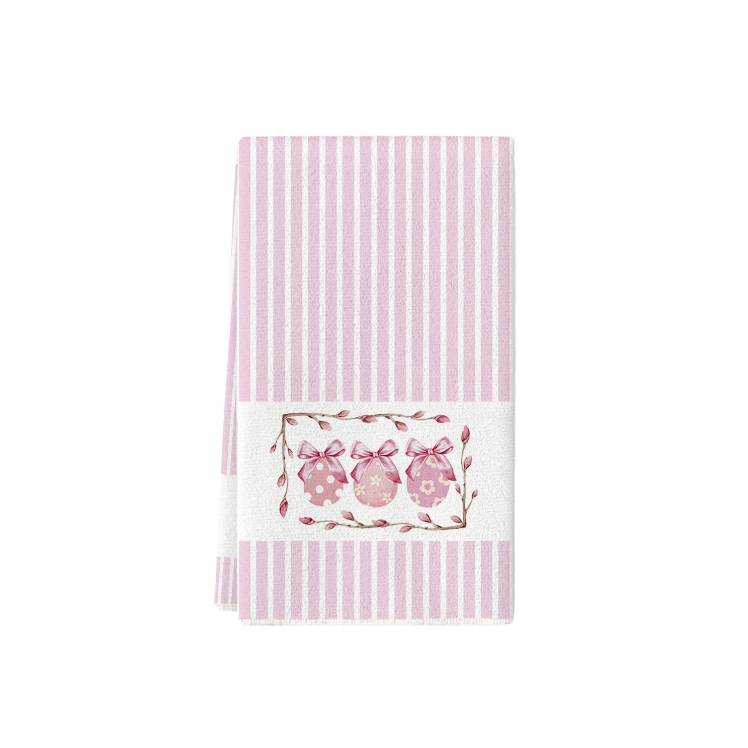 

Easter Watercolor Flowers Kitchen Towel with Rabbit, Eggs, and Cat Bow Tie Design 40x60cm (1 piece)