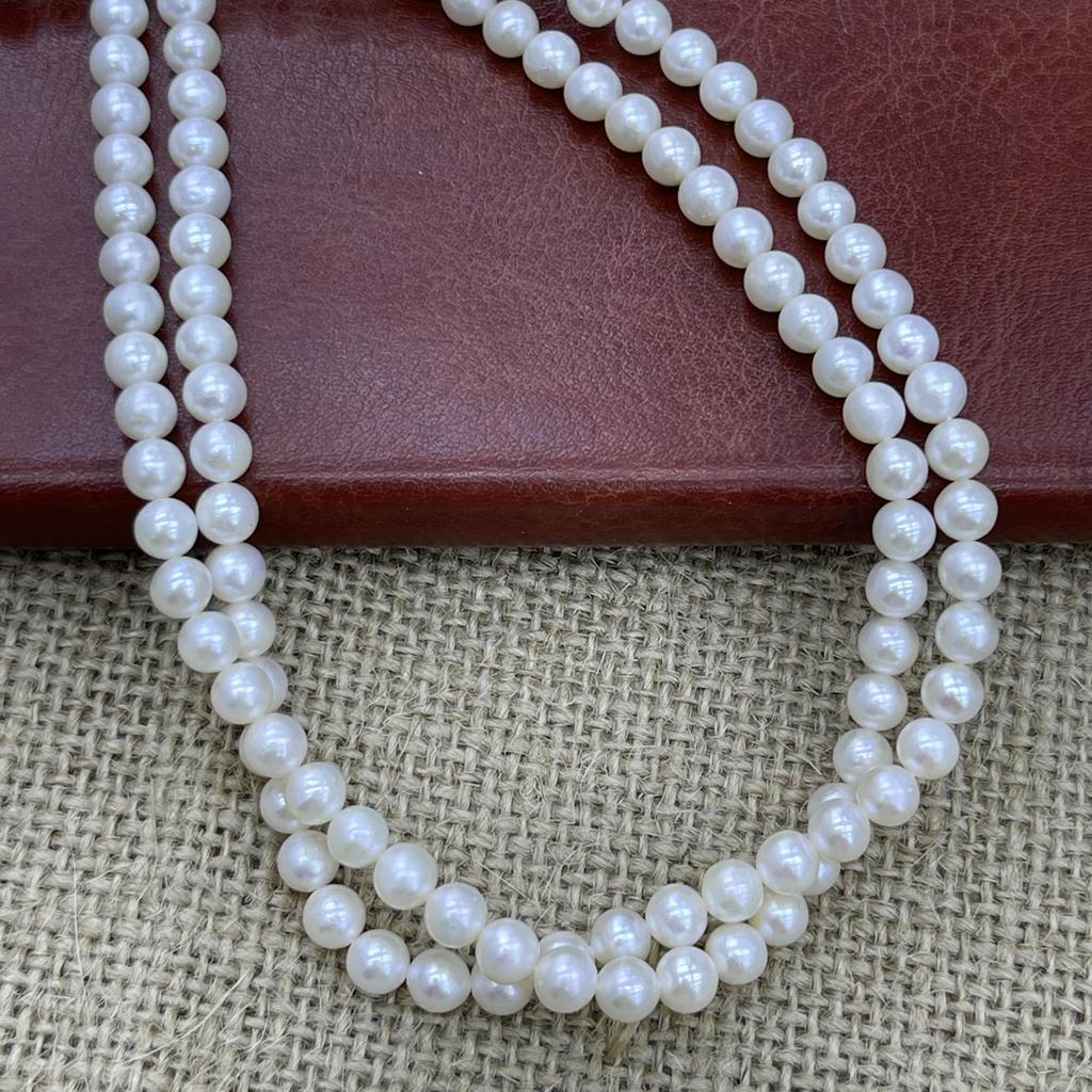 1String, White Natural Freshwater Pearls, Handmade Near Round Pearl Beads for Jewelry Making DIY Crafts (Beads 5-6mm, Length 36cm)