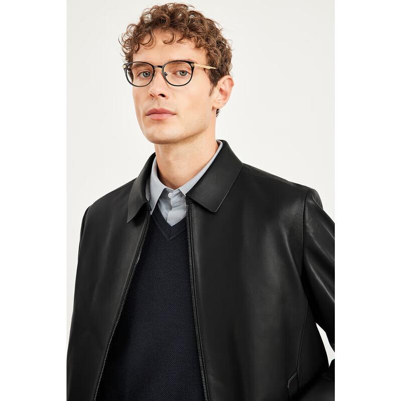 Qipilang Men's Sheepskin Lapel Leather Jacket