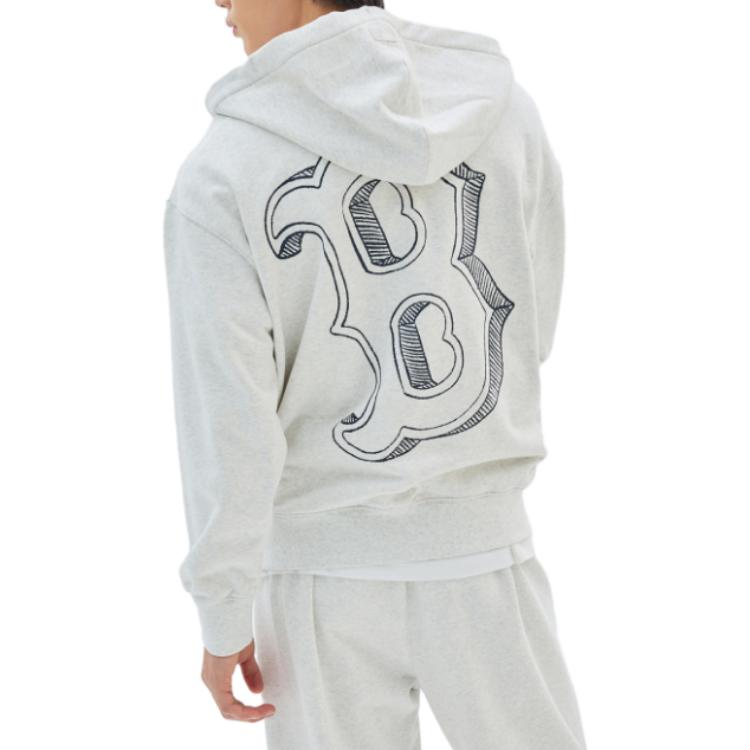 MLB Basic Mega Sweatshirts Men's Gray Hooded Moderate Cardigan 3ATRB0334-43MGL