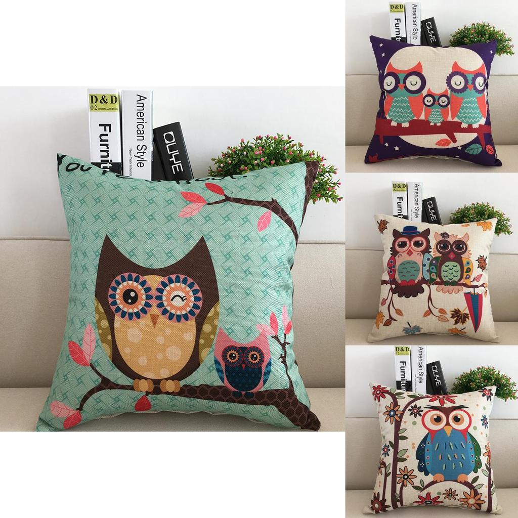Versatile Owl Print Pillow Cases With Hidden Zip For Bedroom Sofa And Car Back Cushion