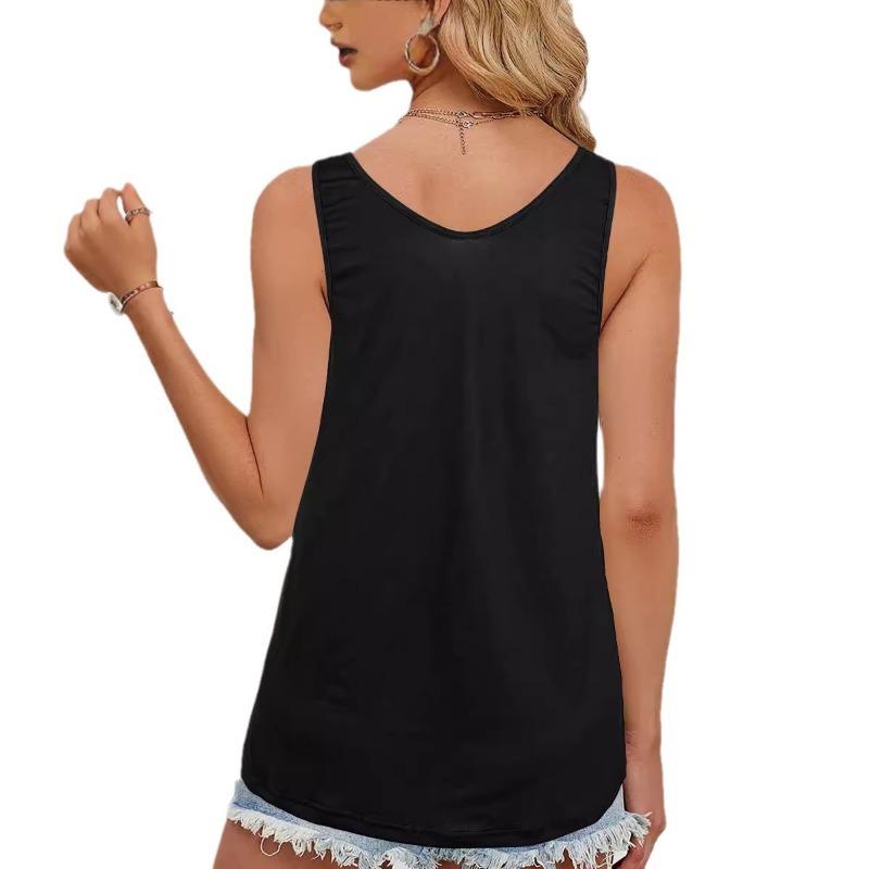 Women's Spring and Summer New Round Neck Printed Fashion Temperament Vest Tops