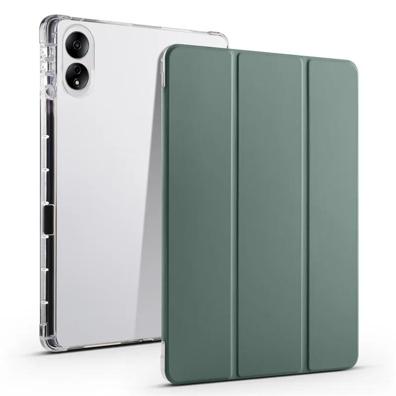 Capa de Couro para Xiaomi Poco Pad Redmi Pad Pro 2024 12.1 Polegadas Capa Porta-Lápis Suporte Dobrável Traseira de TPU Macio Capa Magnética para Tablet