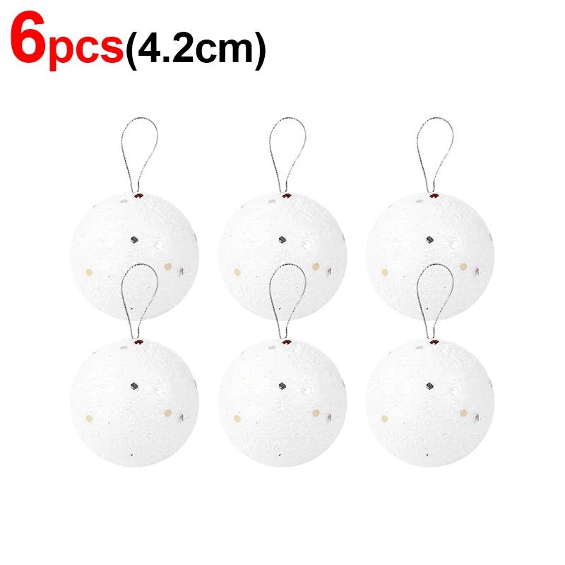 4/6/8cm White Christmas Balls Ornaments Xmas Tree Hanging Pendant Round Foam Snowball New Year Wedding Party Home Decoration