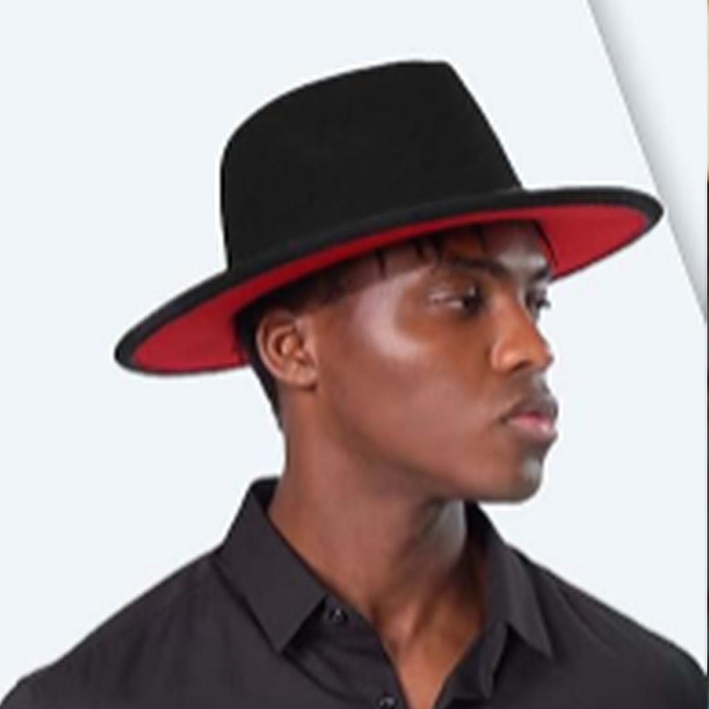 Hot-Selling Woolen Top Hat Fashion Double-Sided Color Matching Hat Men'S And Women'S Flat-Brimmed Jazz