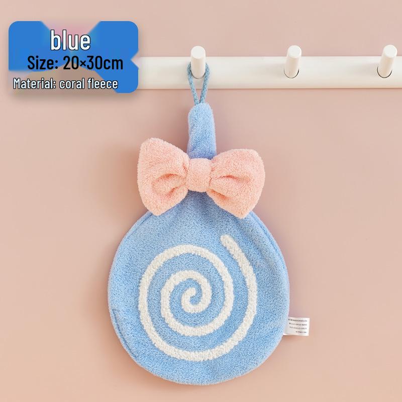 Coral Fleece Absorbent Cartoon Hand Towel - Cute, Hangable, Lint-Free