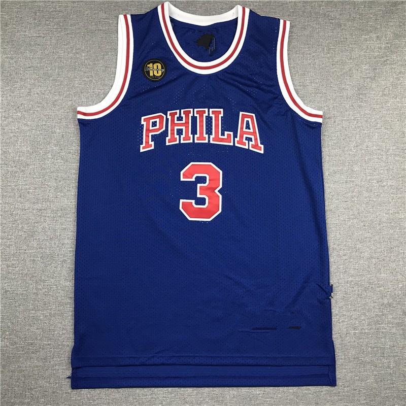 Philadelphia 76ers Allen Iverson 10. Jubiläum Retro Basketballtrikot Unisex Netz Genäht Fanbekleidung XL white