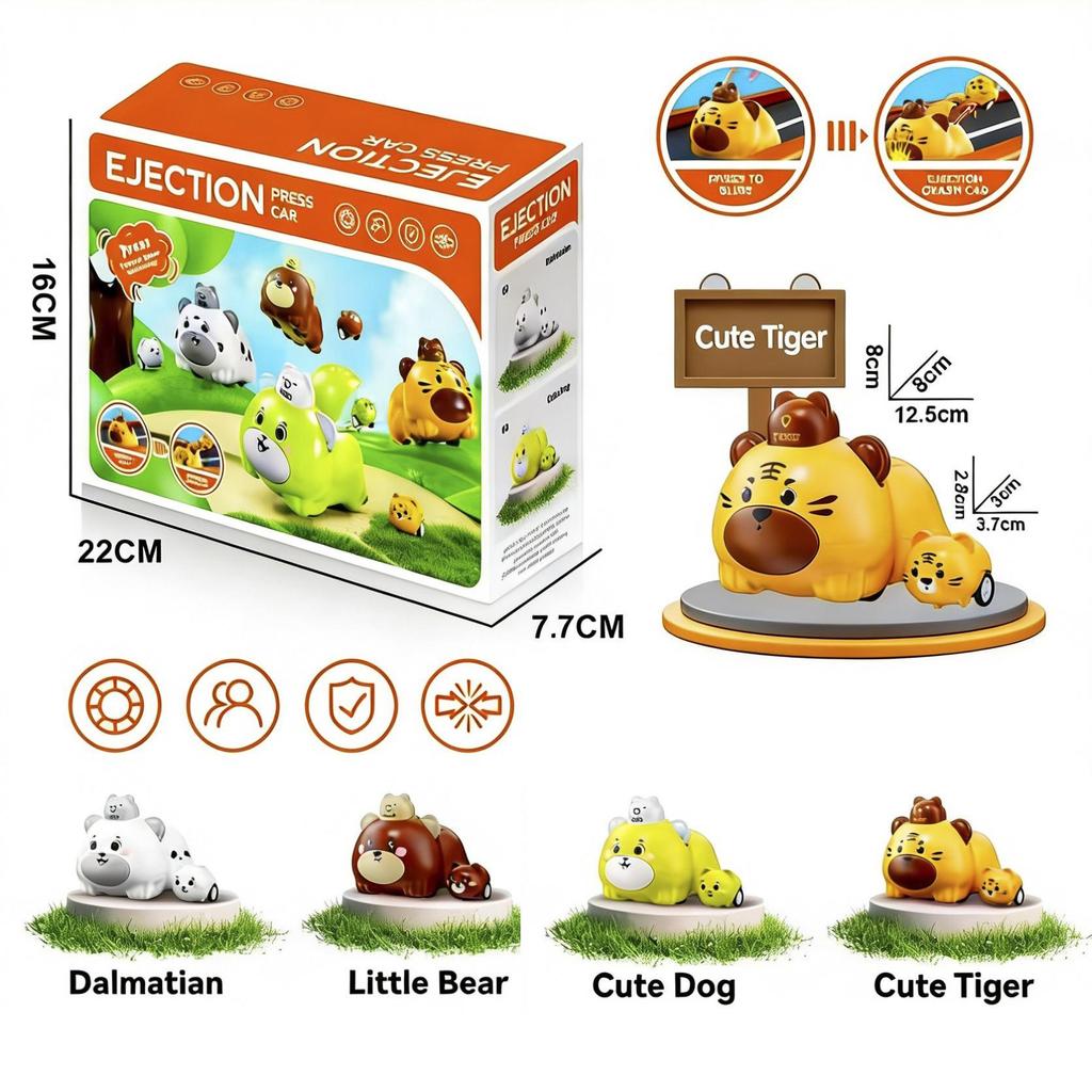 Cartoon Animal Pull-back Car Toy with Twist Egg Candy for Kids and Parents
