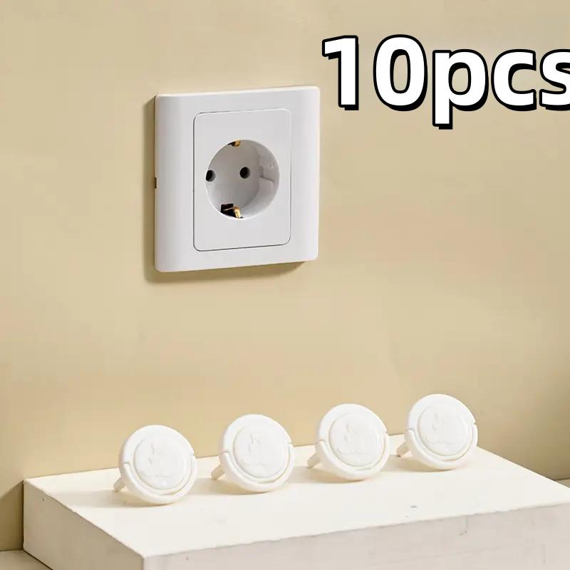 10pcs EU Childproof Socket Covers - Safety Plug Protectors with Pull Rings, Durable Outlet Guards for European Standard Sockets