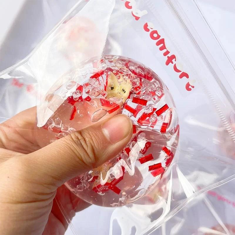 Transparent Maltose Filled Squishy Ball Slow Rising Soft Squeeze Fidget Toy Stress Relief Sensory Decompression Toy Daily Use