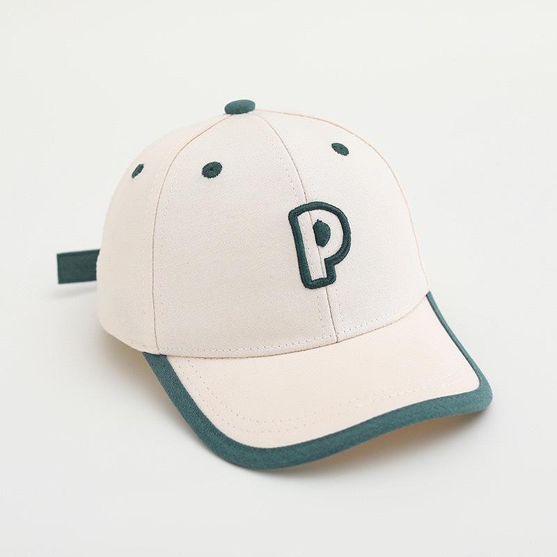Cappellino da Baseball per Bambini 52 cm 2-6 Anni Ricamo Lettera P Cappellino da Sole per Bambini Toddler Estivo Outdoor Asciugatura Rapida Coda di Cavallo Regolabile