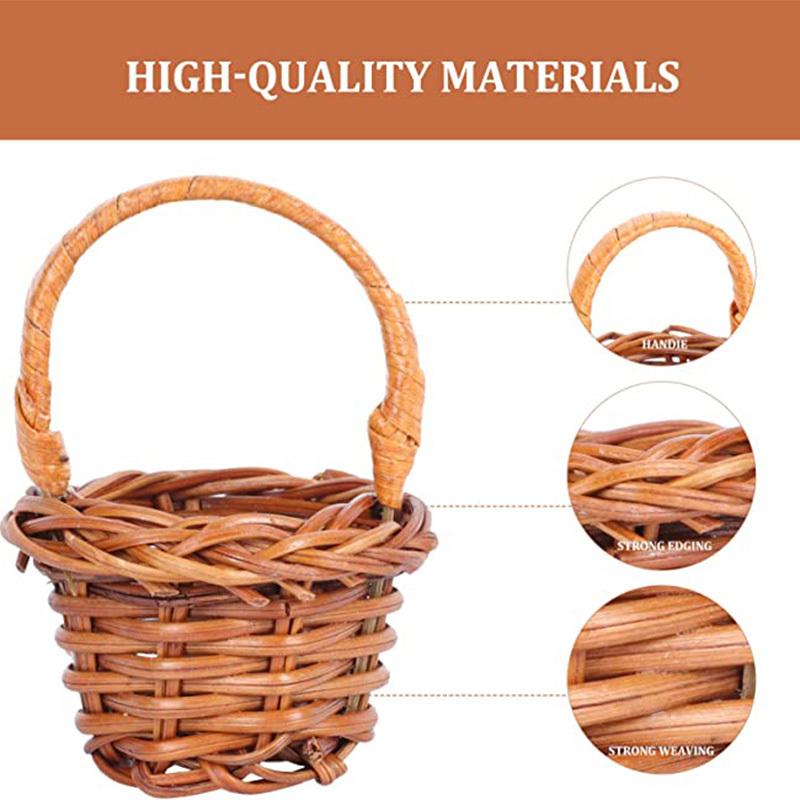 1 STÜCKE Puppenhaus Miniatur Rattan Gewebt Hand Weide Winzigen Weidenkorb Ostern Party Hochzeit Blume Picknick Mini Fee Garten Dekor