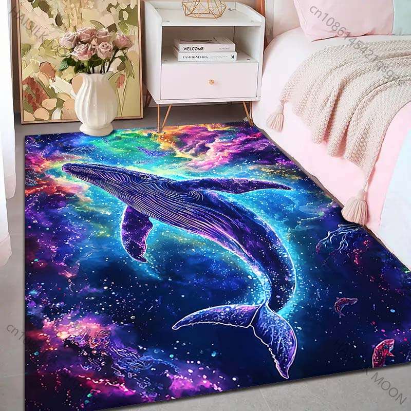 1PC Cosmic whale colorful nebula Print Carpet Rug for Living Room Bedroom Sofa Doormat Home Decor Non-slip Floor Mat