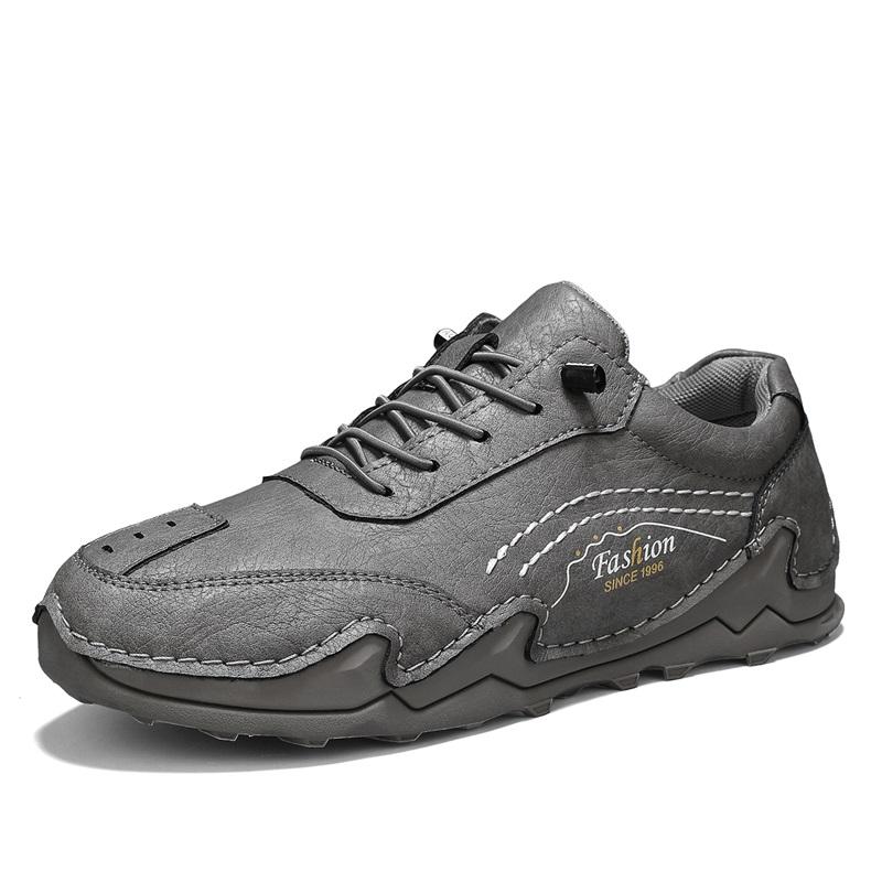 

Fashion New Mens Casual Leather Shoes Outdoor Sneakers Fashion Sports Shoes Leisure Walk Tenis Masculino Versatile Male Treking Footwear 46 серый