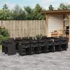 VidaXL Garden Dining Set 17 Pcs Cushions Black Braided Resin 3278010