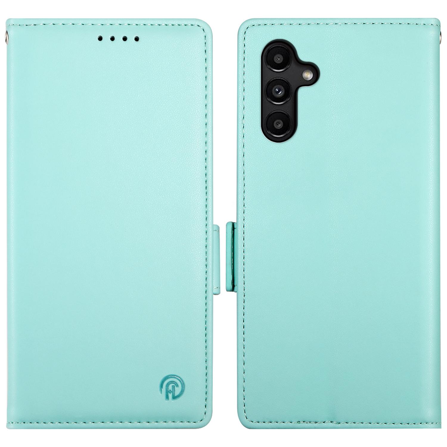 

DF-010 For Samsung Galaxy A15 4G/5G Case Anti-Scratch PU Leather Full Protection Cell Phone Cover Mint Green
