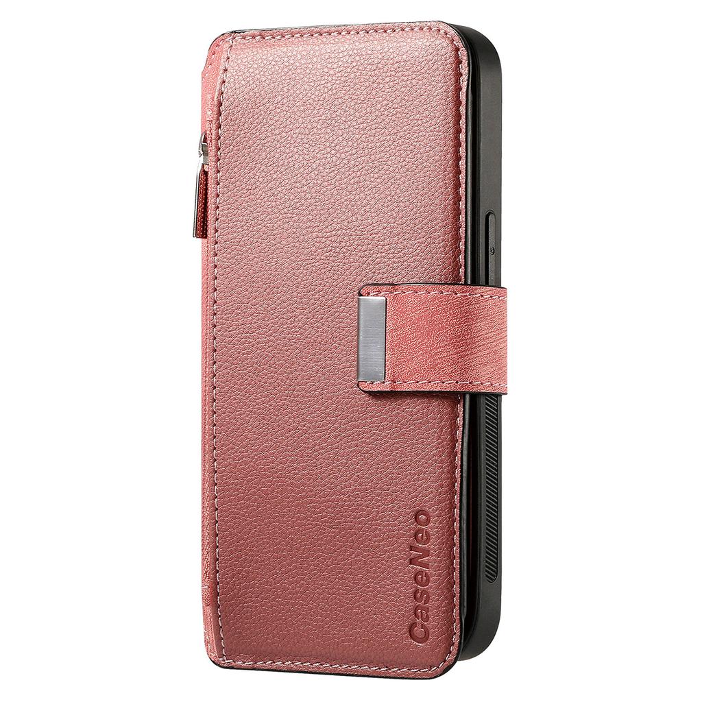 For iPhone 15 14 13 12 11 XS Max XR 8 7 6 Plus Wallet Case, Zipper Storage Design, Detachable Magnetic Flip Folio Cover