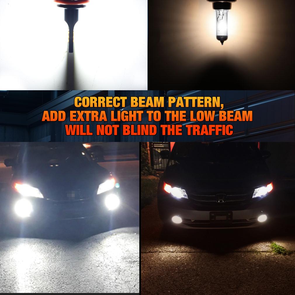 2 יחידות H11 H8 H9 נורות LED ערפל/DRL H7 9005 HB3 9006 HB4 פנסי ערפל LED אור ריצה ליום H4 פנס קדמי לאופנוע לבן 6000K מנורה סופר בהירה