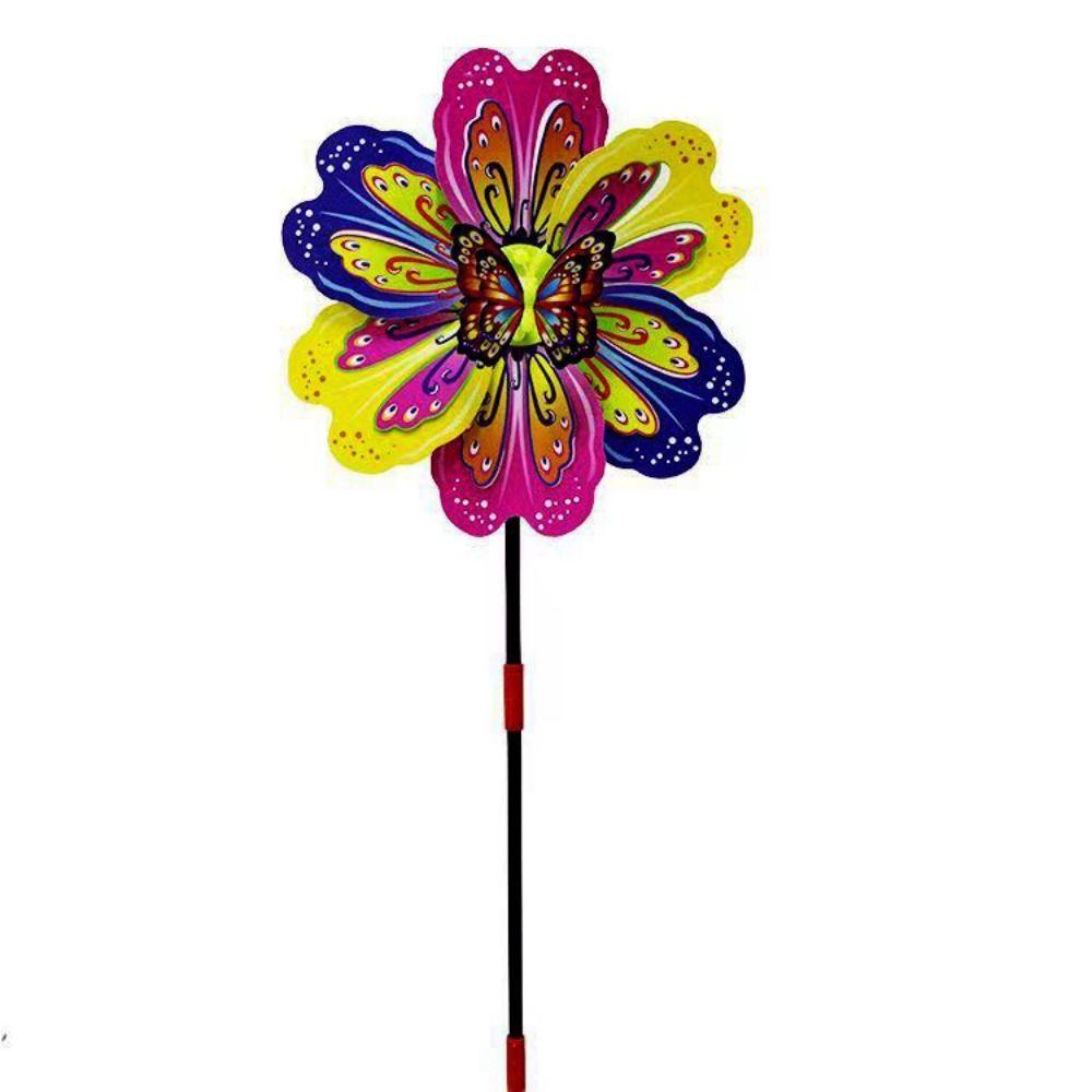 Colorful Plastic Dance Butterfly Windmill Standing Lawn Flower Pinwheel  Outdoor Party Picnic Decor