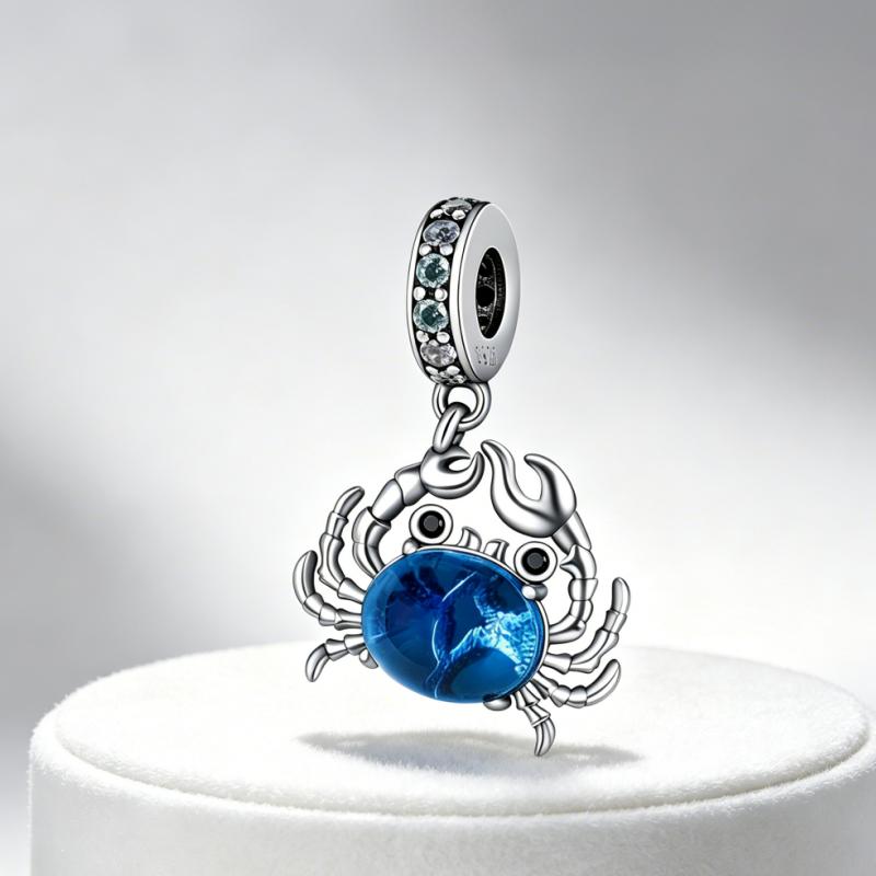 New 925 Silver Marine Crab Charms Pendant For Women Fit Bracelet DIY Birthday Party Jewelry Gift