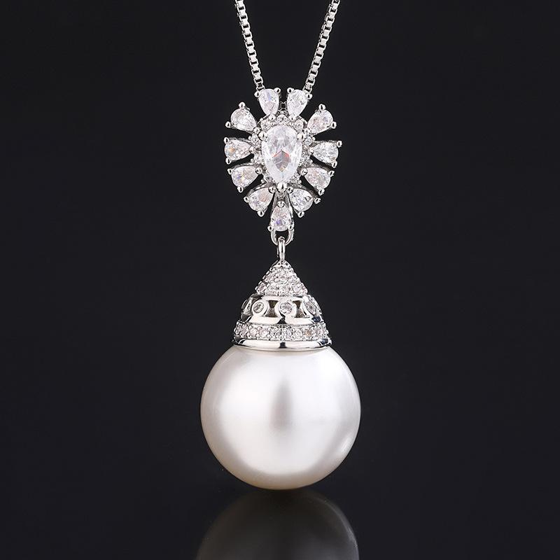 New Huabi Jewelry Copper Bottom Gold Plated Fritillary Pearl Fashion Retro Set 16mm14mm