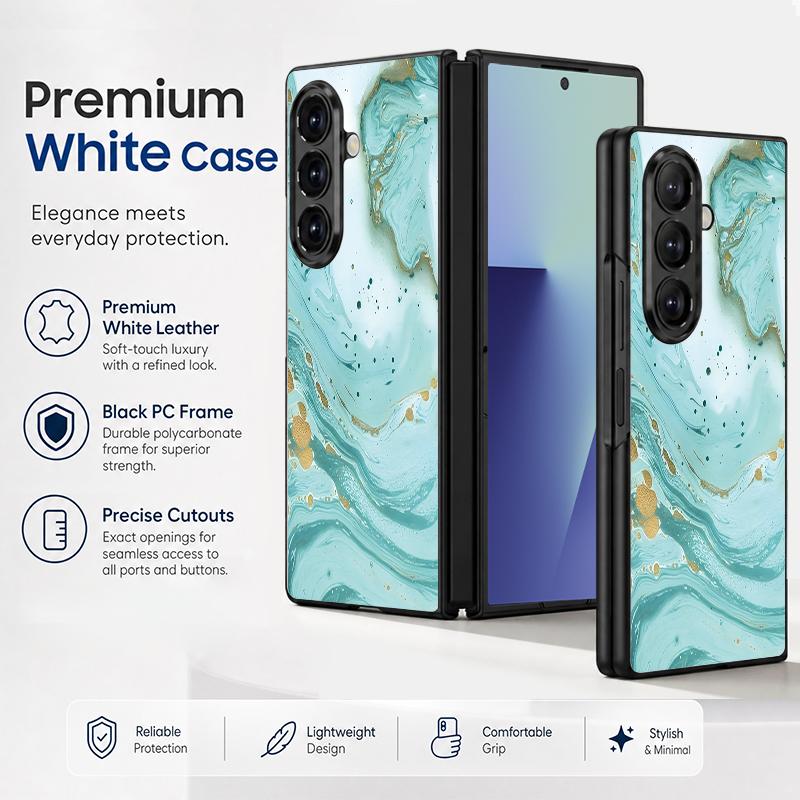 Watercolor Marble Case For Samsung Galaxy Z Fold 8 Ultra 7 6 5 Fold8 Fold7 Fold6 Luxury Leather Skin Hard Folding Phone Cover