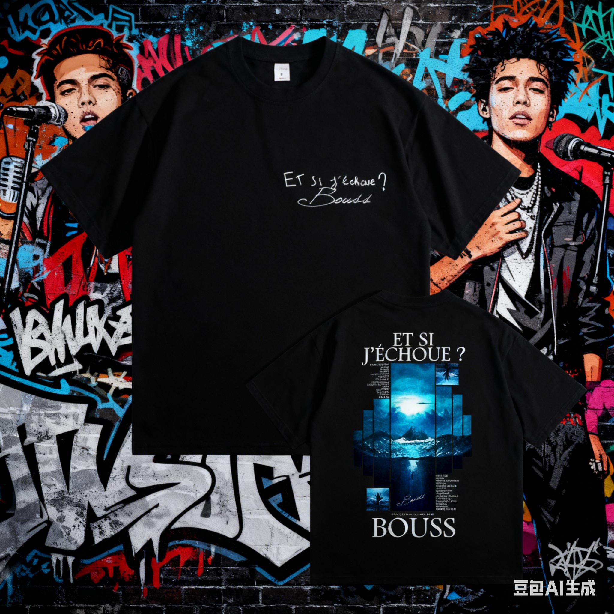 2025 Été Rapper BOUSS ET SI J'ÉCHOUE ?  T-shirt Graphique Tour Homme Rétro Hip Hop Manches Courtes 100% Coton Pur T-shirt Imprimé cm beige