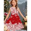 Girl's Summer Cute Christmas Print Sleeveless Vest Dress Fashionable Round Neck Casual Comfortable Soft Breathable Mini Dress