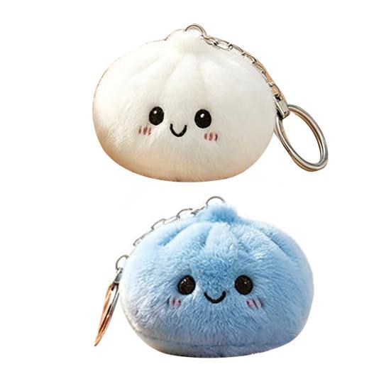 2Pcs Dumpling Keychain Soft Plush Squeezable Dumpling Keychain Key Holder H