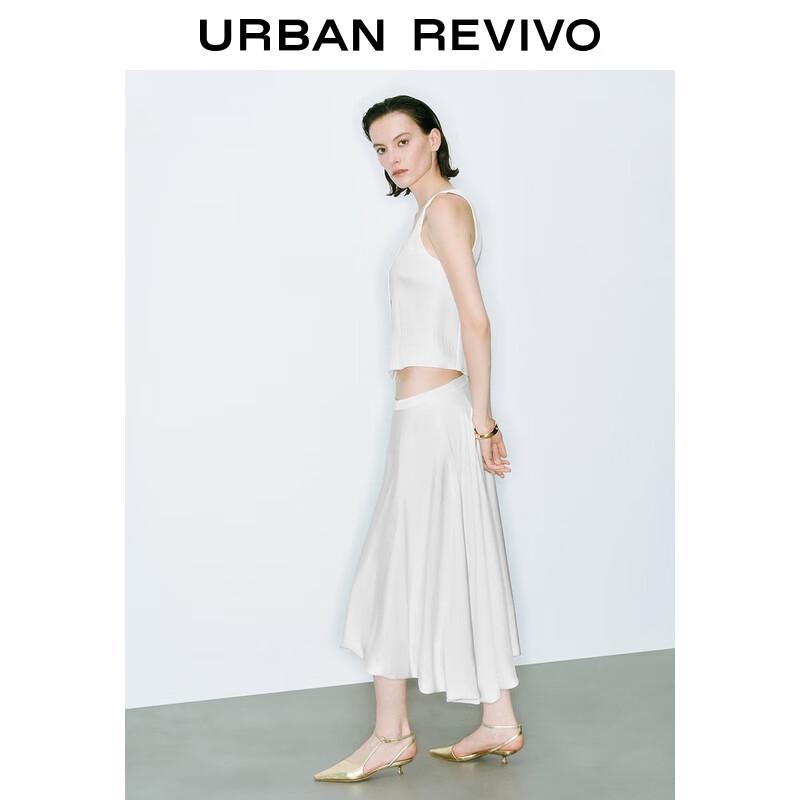 UR 2025 Women s Solid A-line Midi Skirt