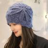 Handmade Crocheted Headgear, White Hair Wool Hat, Autumn and Winter Cold-proof and Warm Hat, Women's Hollow Knitted Hat, Melon Fur Hat